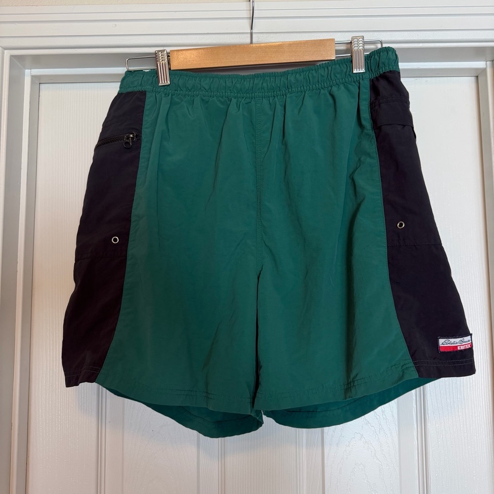 Eddie Bauer EBTEK Swim Trunks Vintage Lined XL Black And Green